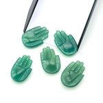 Load image into Gallery viewer, Natural Green Onyx Hamsa Shape Carved Stone, 25 MM Palm Shape Gemstone, Green Onyx Handmade Charms, Jewelry Making Hamsa Charm Beads