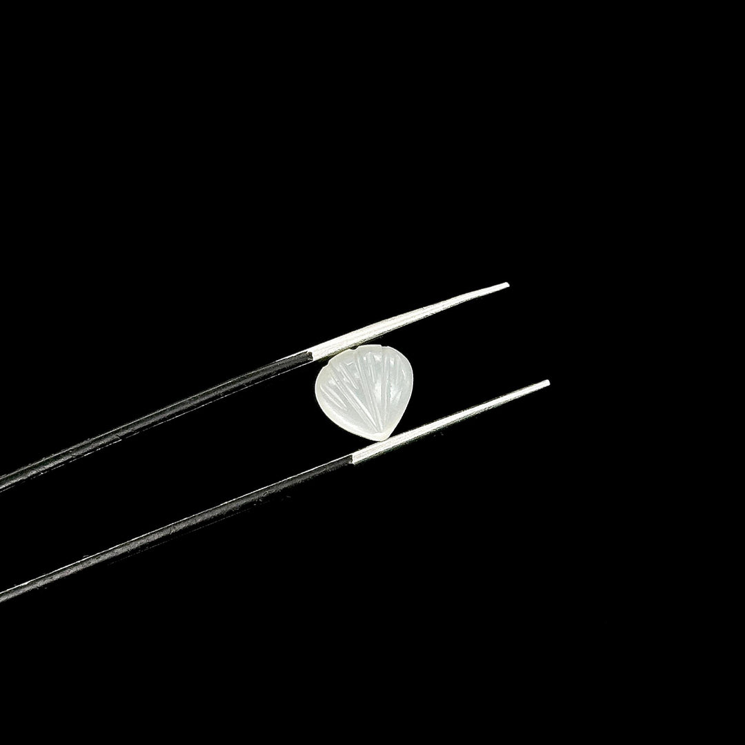 Natural White Moonstone Shell Shape Briolette's, Hand Carved Shell Beads, Fancy Shape Gemstone For Jewelry and Craft Making, 8 MM