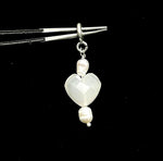 Load image into Gallery viewer, Natural White Moonstone and Pearl Charms, White Moonstone Heart Silver Charms, Gemstone Beads, Craft Making, 925 Silver Charms Wholesale