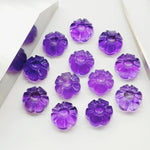 Load image into Gallery viewer, 1,2,3,4,5 pcs 100% Natural Amethyst Flower Shape Carved Gemstone, Flower Shape Carving, Carved Gemstone For Jewellery 12 mm