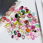 Load image into Gallery viewer, 2,3,4,5,6 small pcs  bio tourmaline rosecuts  Fancy Shape Rosecut, faceted cabochon, flat gemstone, jewelry making rosecut 4-9 mm