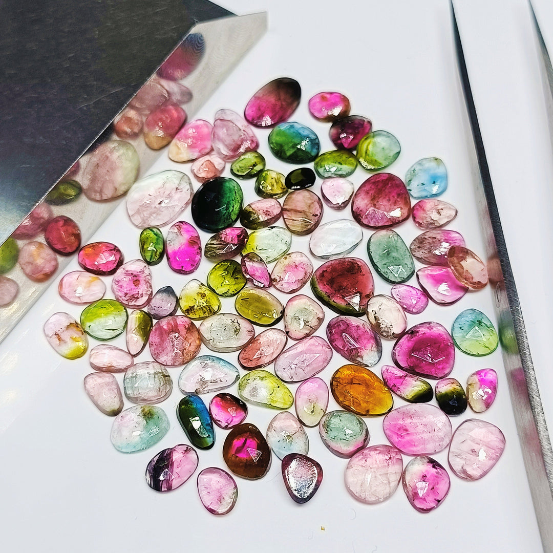 2,3,4,5,6 small pcs  bio tourmaline rosecuts  Fancy Shape Rosecut, faceted cabochon, flat gemstone, jewelry making rosecut 4-9 mm