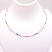 Pretty Watermelon Tourmaline Beads Necklace, Small Tourmaline Beads Necklace, Gift for Women's, Anniversary Gifts, 2 MM Beads