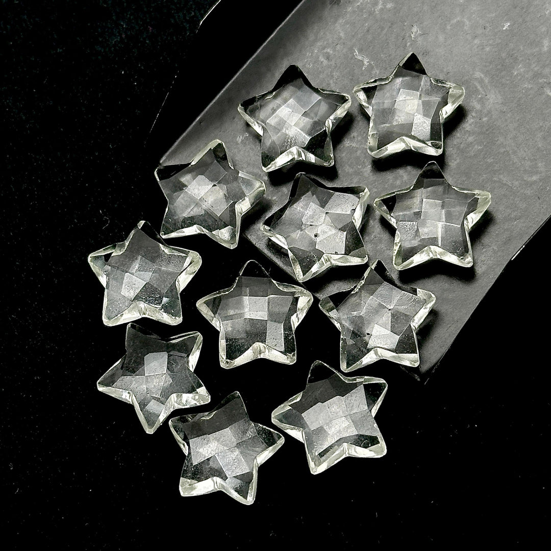 AAA Crystal Quartz Star Shape Briolettes, Natural Clear Quartz Star Gemstone for Jewelry Making, Faceted Clear Quartz Star Charms, 15 MM
