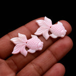 Load image into Gallery viewer, 1 Pc Natural Mother Of Pearl Hand Carved Koi Fish, AAA Pink Pearl Japanese Koi Fish Shape Gemstone, 31 MM