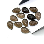 Load image into Gallery viewer, Natural Smokey Quartz Leaf Shape Briolettes, AAA Hand Carved Leaf Shape Gemstone Beads, Smokey Leaf Beads, 14 MM Loose Leaf Charms