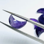 Load image into Gallery viewer, Amethyst Moon Briolette Beads: Faceted Carved Gemstone (12mm)