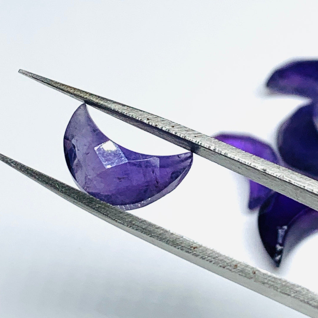 Amethyst Moon Briolette Beads: Faceted Carved Gemstone (12mm)