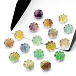 Load image into Gallery viewer, Carved Multi Fluorite Beads: Rainbow Pumpkin Gemstone, 6x8 mm
