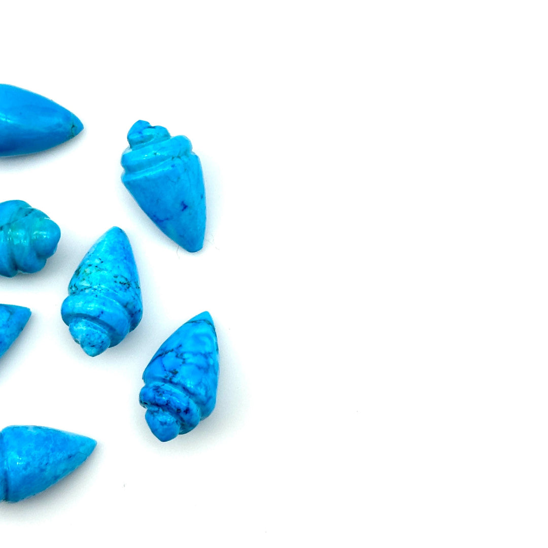 Blue Turquoise Conch Shell Shape Carving, Sea Turquoise Hand Carved Shell Shape Gemstone Beads, 18X10 MM, Loose Shell Gemstone