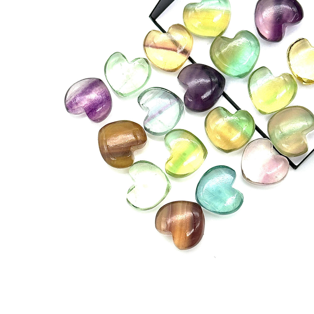 Natural Rainbow Fluorite Heart Shape Briolette's, AAA Fluorite Smooth Heart Shape Beads, AAA Hand Carved Charm for Jewelry Making 12 MM