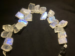 Load image into Gallery viewer, 1 strand 20pcs AAA Quality Natural Flashy Blue Moonstone Rough slice briolette,rainbow moonstone gemstone for jewellery7-10mm