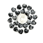 Load image into Gallery viewer, AAA Snowflake Obsidian Heart Shape Briolette's, Smooth Heart Shape Beads, Hand Carved Gemstones, Jewelry and Craft Wholesale Beads 8 MM