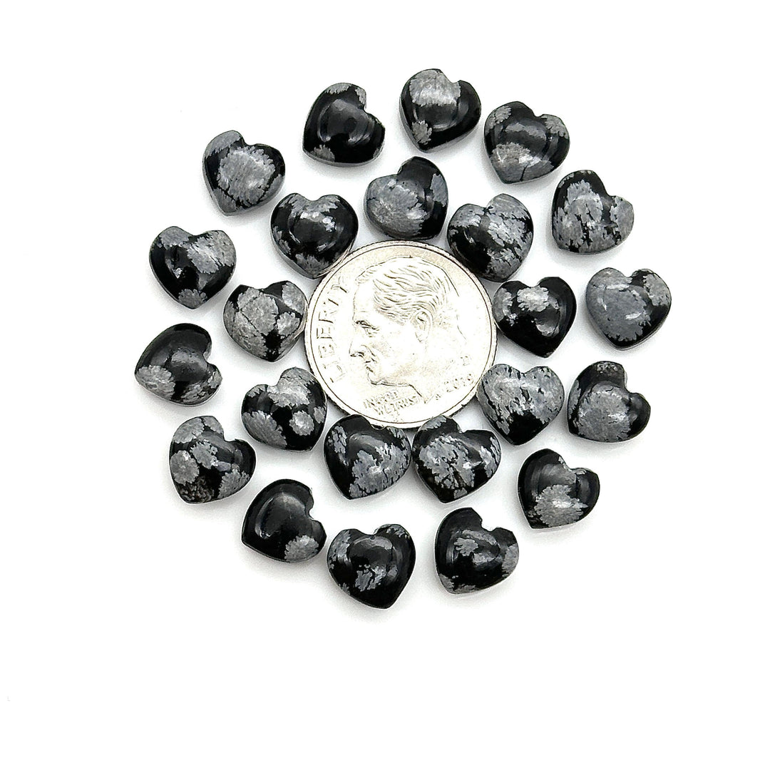 AAA Snowflake Obsidian Heart Shape Briolette's, Smooth Heart Shape Beads, Hand Carved Gemstones, Jewelry and Craft Wholesale Beads 8 MM