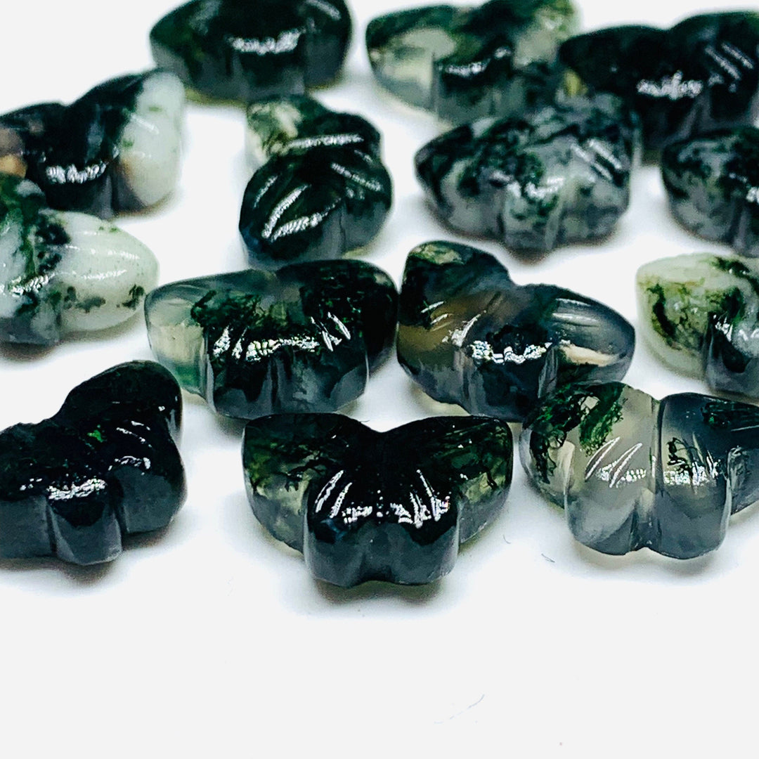 2,3,4,5,6 100% Natural Moss agate Butterfly Shape Carving ,Hand carved Butterfly shape Gemstone, carved Gemstone jewellery Making,12X7 mm