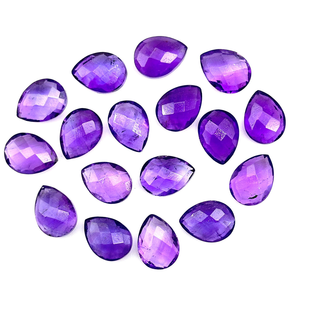 Natural Amethyst Faceted Pear Shape Beads, AAA+ Quality Teardrop Bead, 9X12 MM Briolette's Beads, Matched Pairs, Jewelry Making Beads