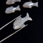 Load image into Gallery viewer, Gray Moonstone Dolphin Shape Carving, Natural Moonstone Fish Shape Beads, Jewelry Making Fish Charms, 28 MM, Loose Sea Carved Stone