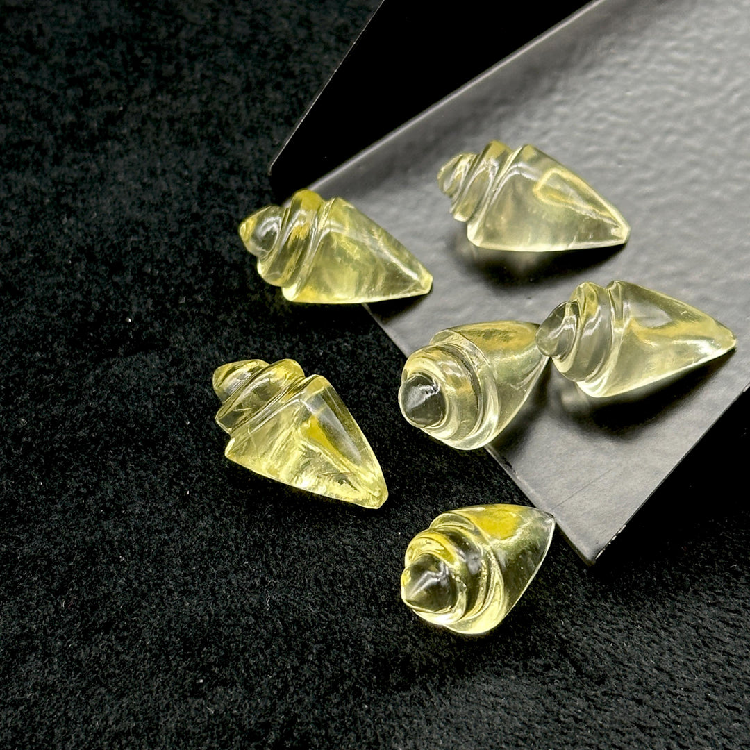 Natural Lemon Quartz Conch/Snail Shell Shape Carving, Lemon Quartz Hand Carved Shell Shape Gemstone Bead, 18X10 MM Beach & Snail Loose Shell