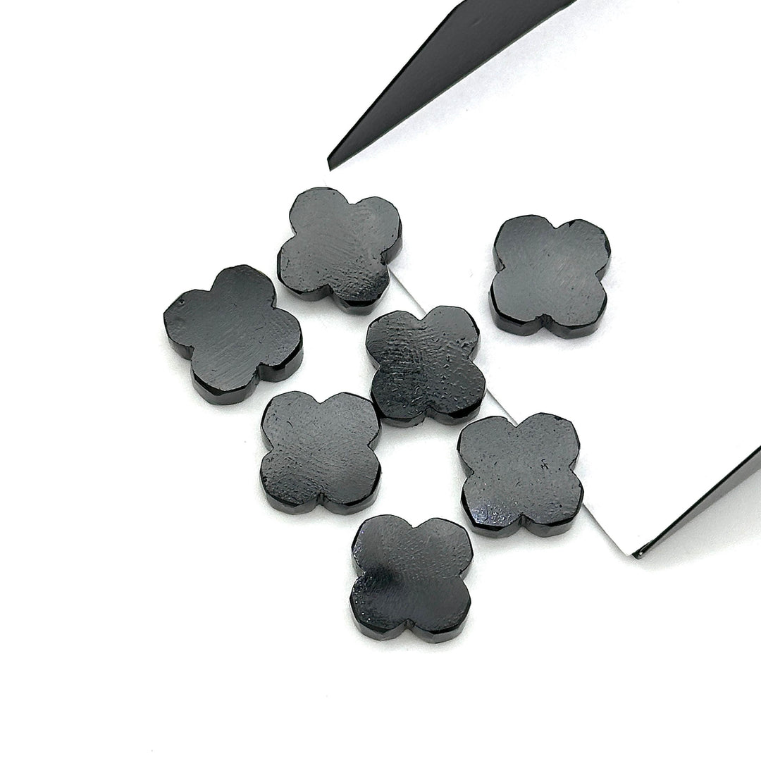 Natural Black Onyx Clover Shape Beads, Four Leaf Clover Shape Gemstone, Loose Wholesale Beads for Jewelry Making, Loose Beads, 12 MM