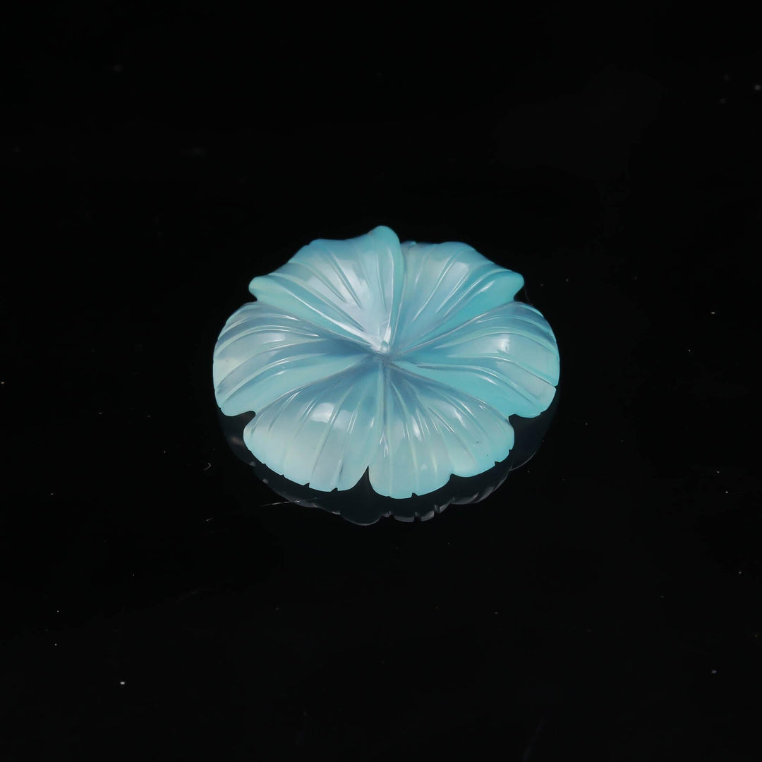 Aqua Chalcedony Flower Shape Carving, Blue Flower Shape Gemstone Beads, Flower Charms, 25 MM Reiki Healing Crystal Gifts