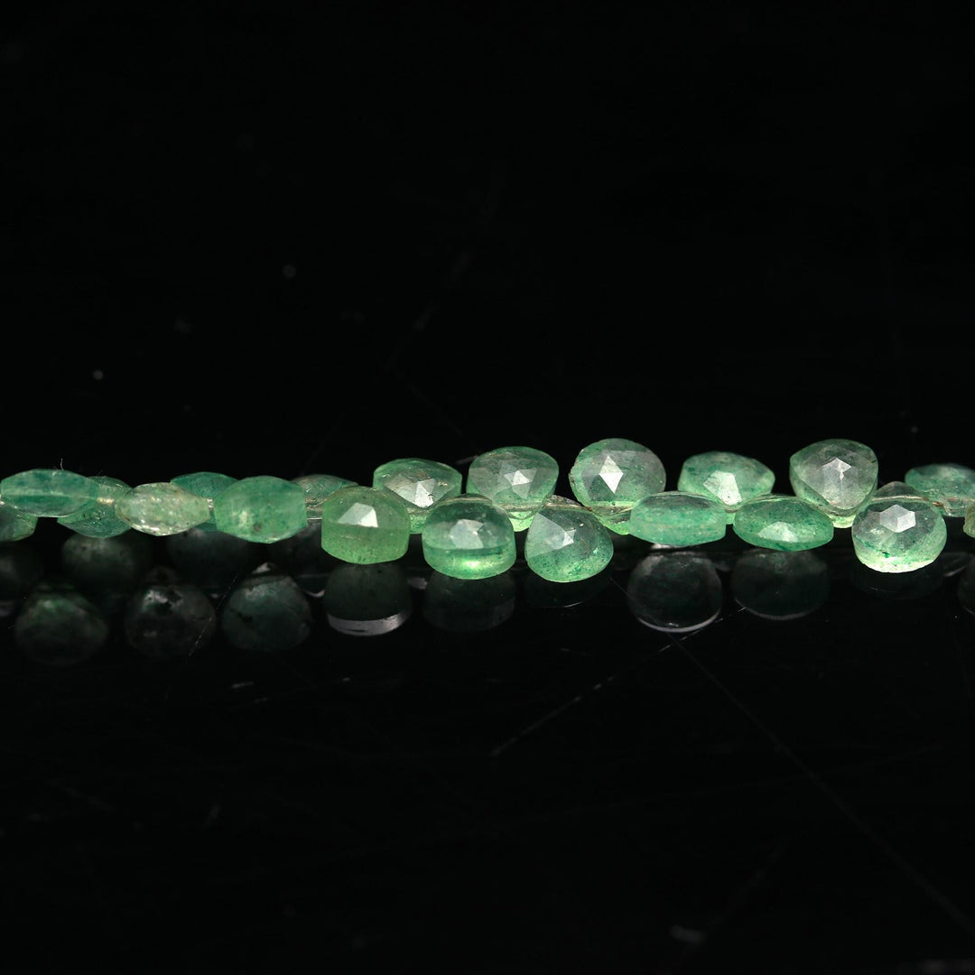 AAA Green Strawberry Quartz Heart Shape Beads, Heart Shape Briolettes, 6" Faceted Heart Beads, 5-6 MM Gemstone Jewelry Making Beads