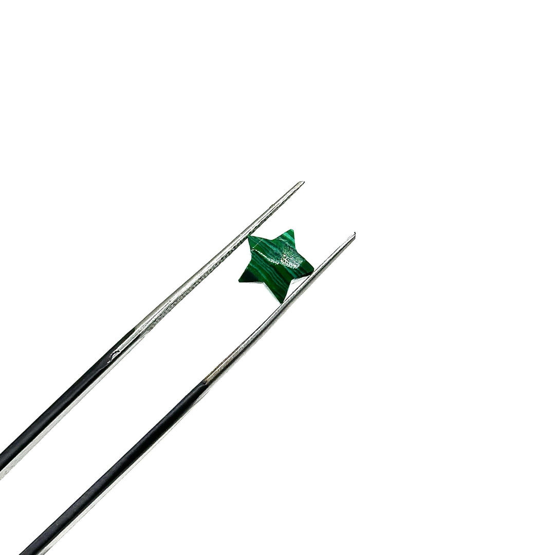 Faceted Malachite Star Beads: Hand-Carved Briolettes, 8mm