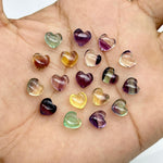 Load image into Gallery viewer, Natural Multi Fluorite Heart Shape Beads, AAA Fluorite Smooth Heart Shape Beads, Hand Carved Gemstone, Jewelry Making Loose Charm, 8 MM