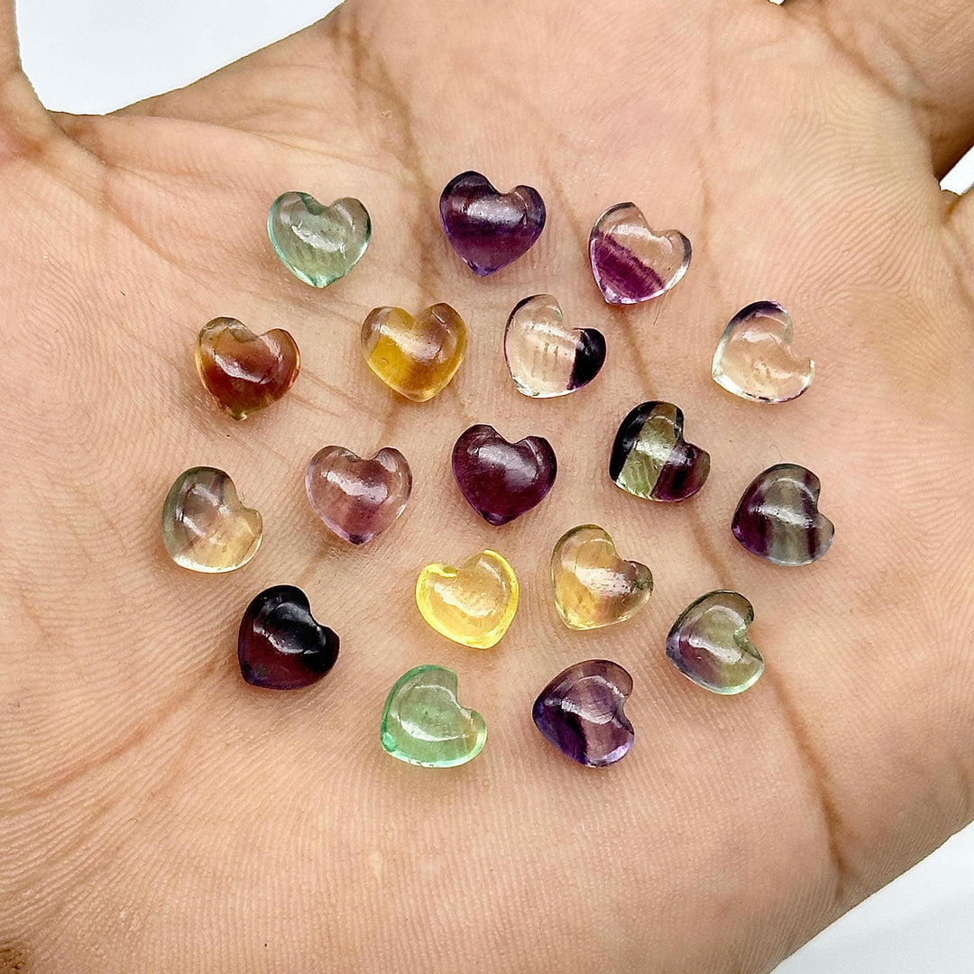 Natural Multi Fluorite Heart Shape Beads, AAA Fluorite Smooth Heart Shape Beads, Hand Carved Gemstone, Jewelry Making Loose Charm, 8 MM