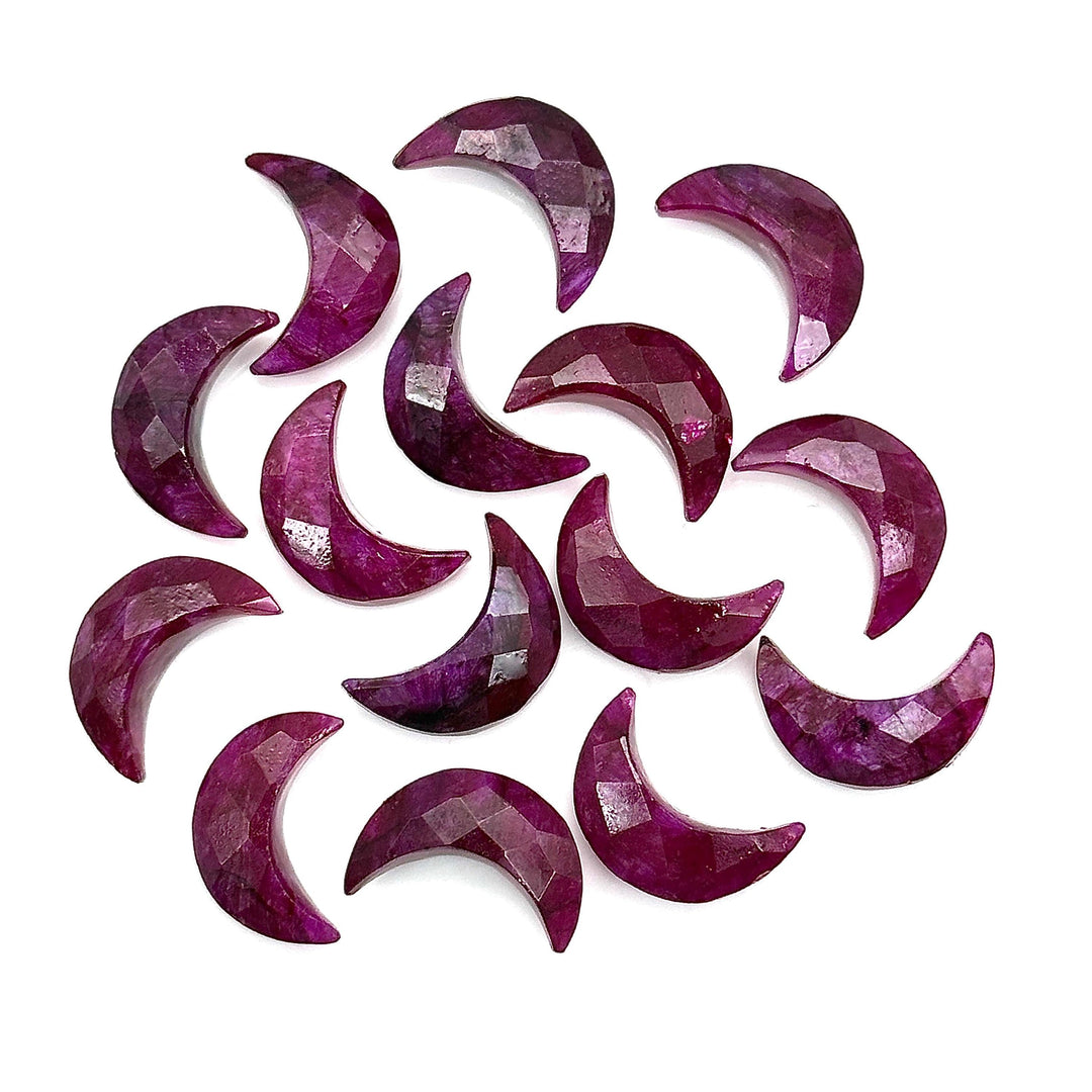 Red Ruby Moon Briolettes: Faceted Gemstone Beads, 17mm