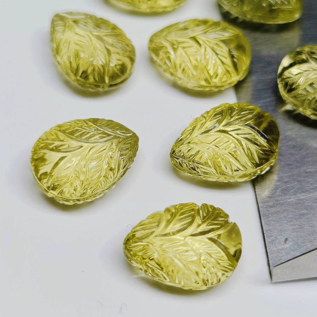 2,3,4,5,6 pcs 100% Natural Lemon Quartz Fancy Shape Carved Gemstone, Fancy Shape Carving, Carved Gemstone For Jewellery 12 mm