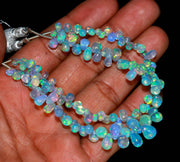 Natural Ethiopian Opal Teardrop Beads, Multi Fire Ethiopian Opal Drop Shape Beads, Jewelry Making Opal Beads, 4-8 MM