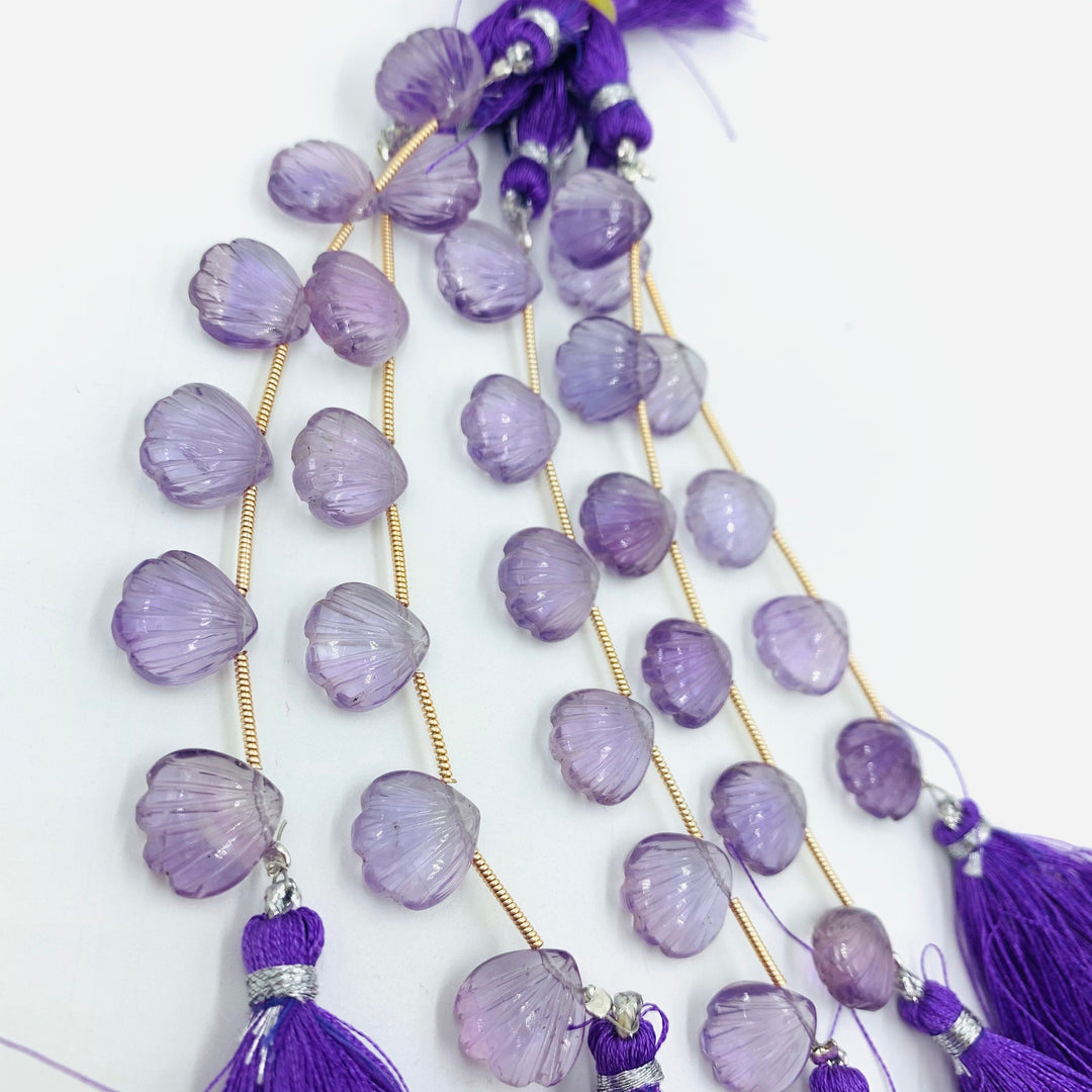 2,3,4,5,6 Pcs Beautiful Natural Pink Amethyst Sea Shell Carving Briolettes For Jewelry & Craft Making, 12MM Ocean Shell Shape Pink Gemstone