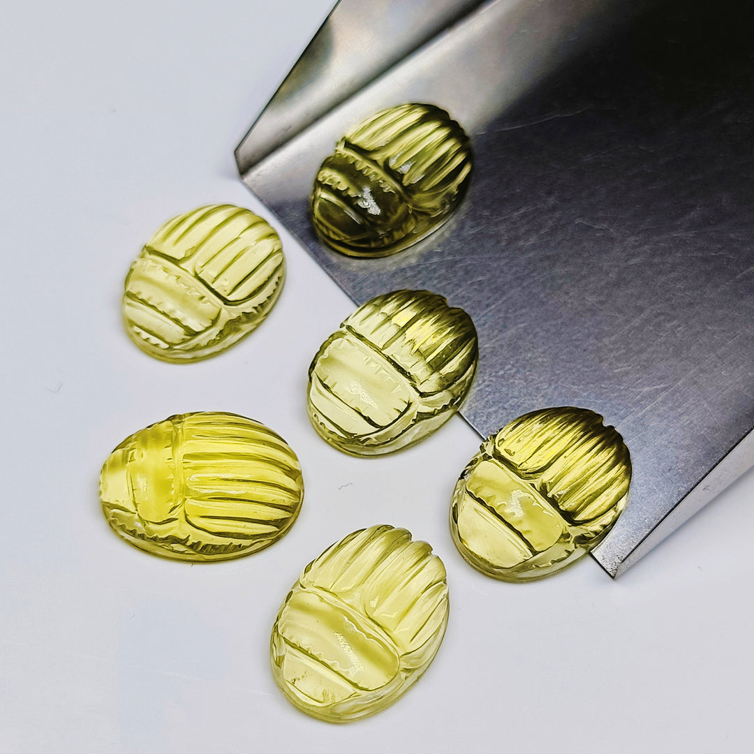 2,3,4,5,6 pcs 100% Natural Lemon Quartz Fancy Shape Carved Gemstone, Fancy Shape Carving, Carved Gemstone for Jewlery 16X12 mm