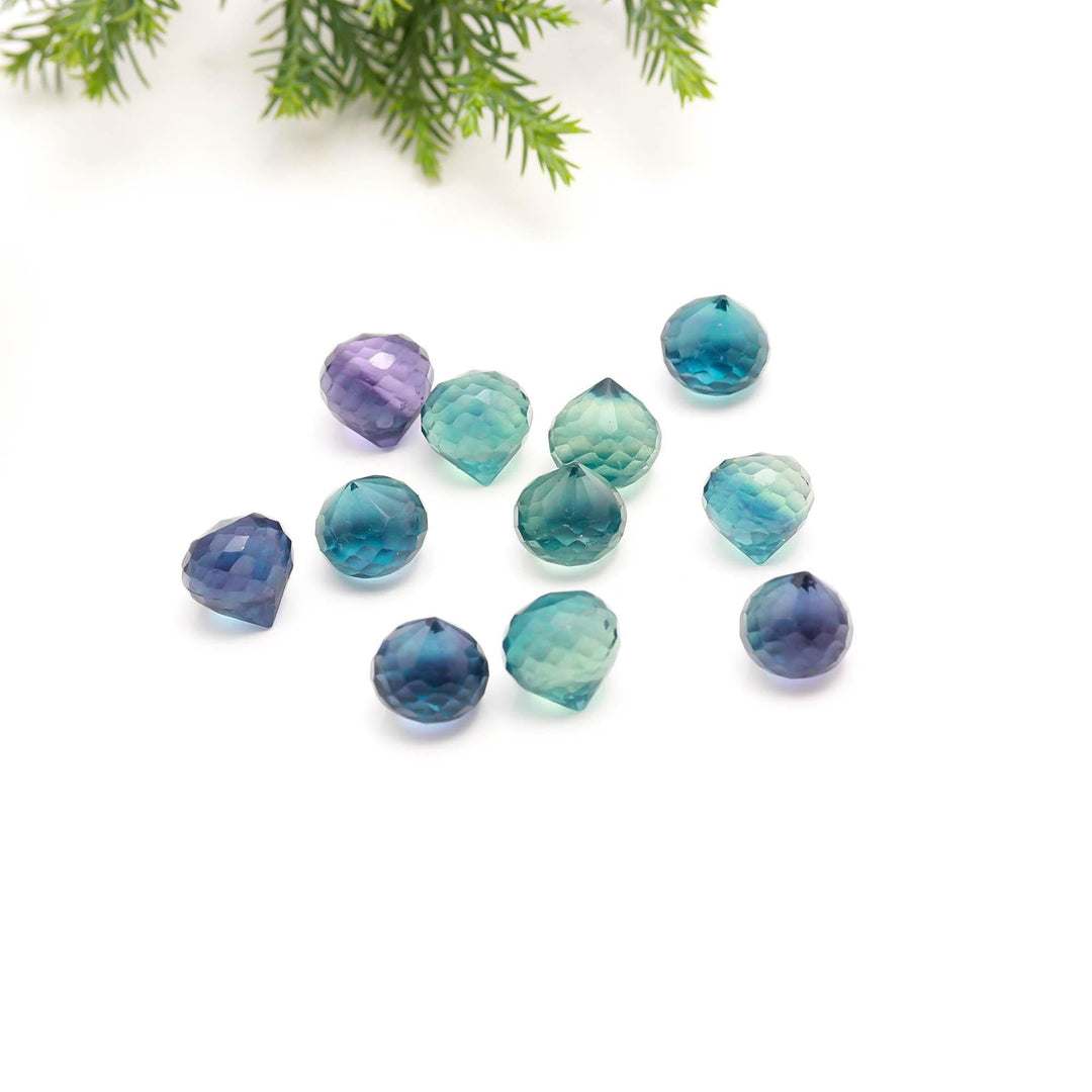 AAA Fluorite Onion Shape Briolette's, Natural Multi Fluorite Onion Shape Beads, Faceted Mini Onion Carving for Jewelry Making, 10 MM