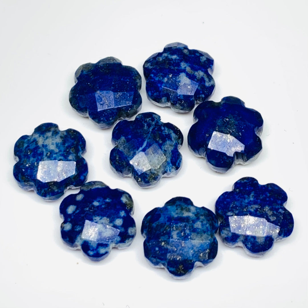 2,3,4,5 Pcs Natural Lapis Lazuli Hand Carved Flower Shape, Carved Flower Shape Gemstone For Jewellery, Flower Shape Gemstone, 10 mm