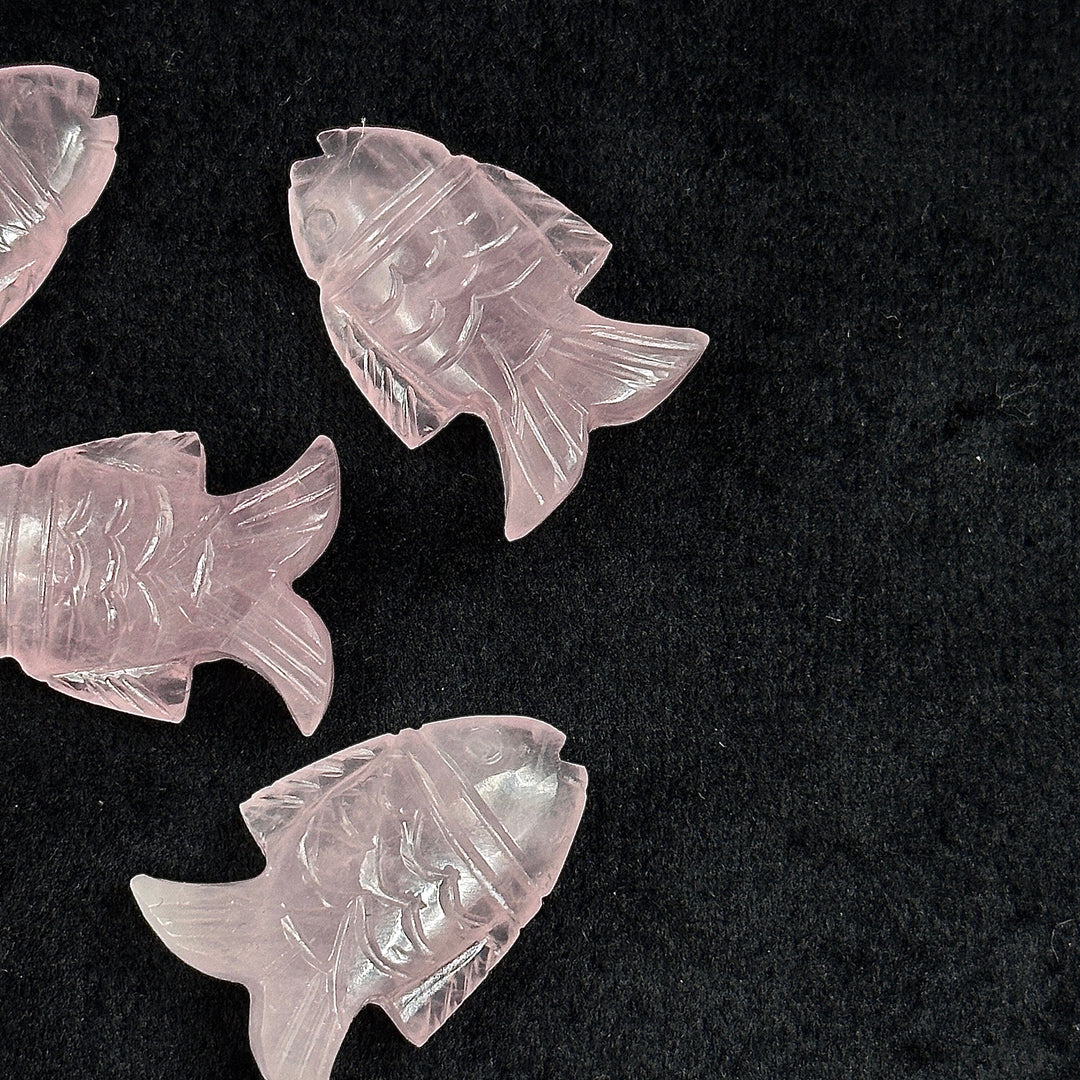 Genuine Rose Quartz Fish Carving, Hand Carved Fish Shape Gemstone, Natural Rose Quartz, 17X26 MM, Feminine Energy Fish Charm Healing Crystal