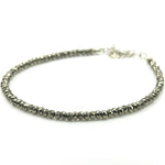 Load image into Gallery viewer, Natural Pyrite Beaded Bracelet, Faceted Pyrite Beads Bracelet, Gemstone Silver Bracelet/Anklet, Yoga/Meditation and Pyrite Bracelet, 3.5 MM