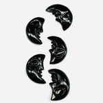 Load image into Gallery viewer, AAA Natural Black Onyx Moon Face, Black Onyx Half Moon Carvings, 18X13 MM, Jewelry Making Carving Gemstone, Carved Face Crystal, Face Charm
