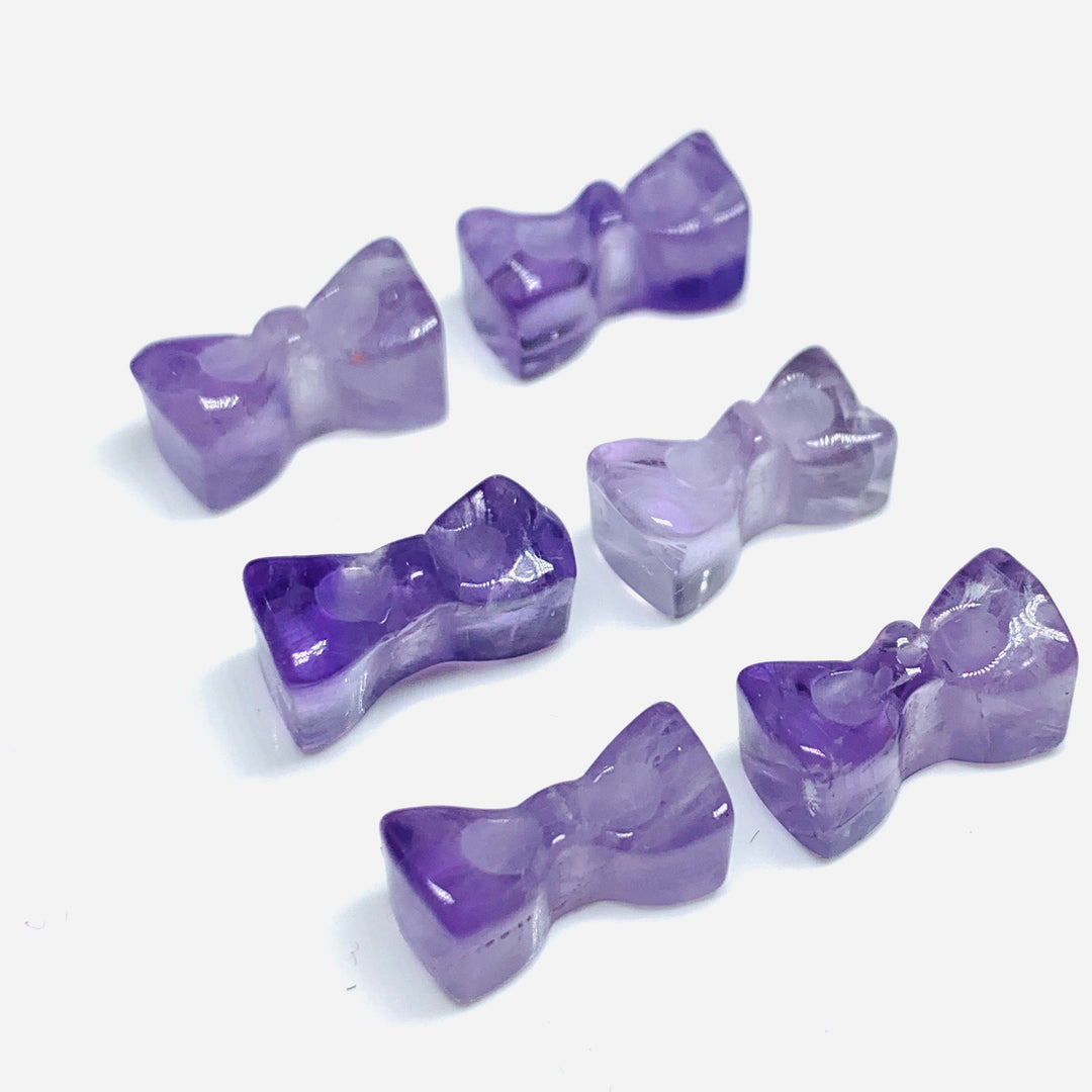 2,3,4,5 Pcs Natural Pink Amethyst Hand Carved Bow Shape, Bow Shape Gemstone For Jewellery, Bow Shape Gemstone, 12X6 mm