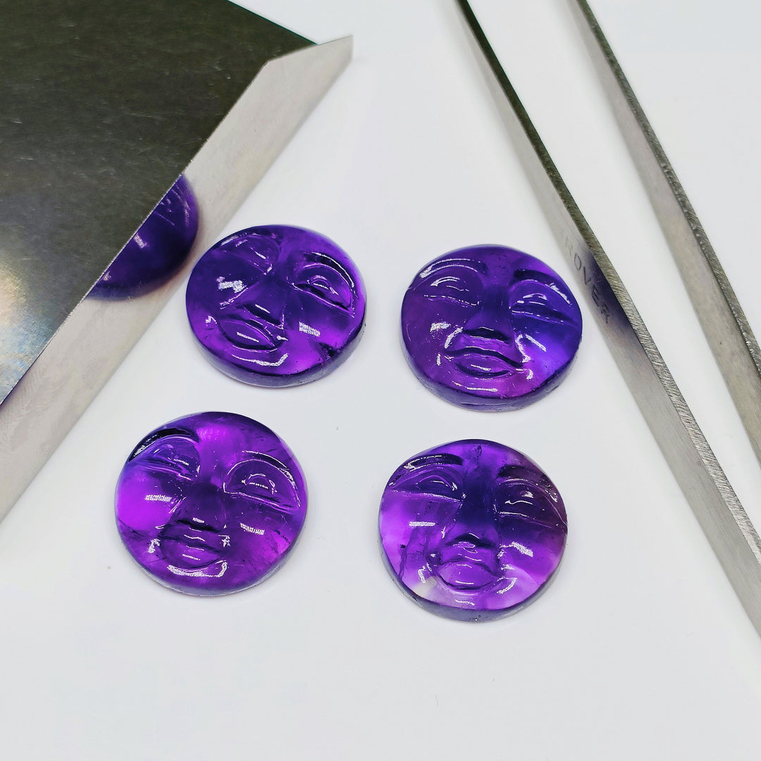 1, 2,3,4,5 Pcs 100% Natural Amethyst face Shape Carving, Hand carved face shape Gemstone, carved Gemstone jewelry Making,18 mm
