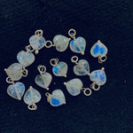 Load image into Gallery viewer, 5 pcs Natural Rainbow Moonstone Heart Shape Carved Gemstone Jewellery Making Charm With 925 Silver, Necklace , Earrings Making Charms 10mm