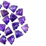 Load image into Gallery viewer, Carved Amethyst Triangle Shape Gemstones, Natural Handmade Amethyst Fancy Shape Briolettes, Butterfly Wings Charm for Jewelry Making 15 MM