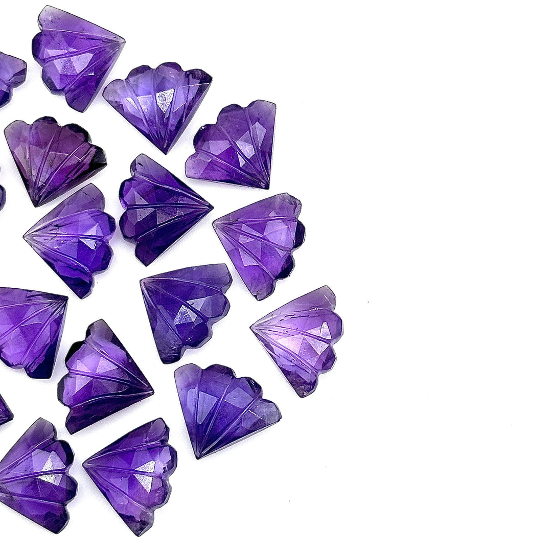 Carved Amethyst Triangle Shape Gemstones, Natural Handmade Amethyst Fancy Shape Briolettes, Butterfly Wings Charm for Jewelry Making 15 MM