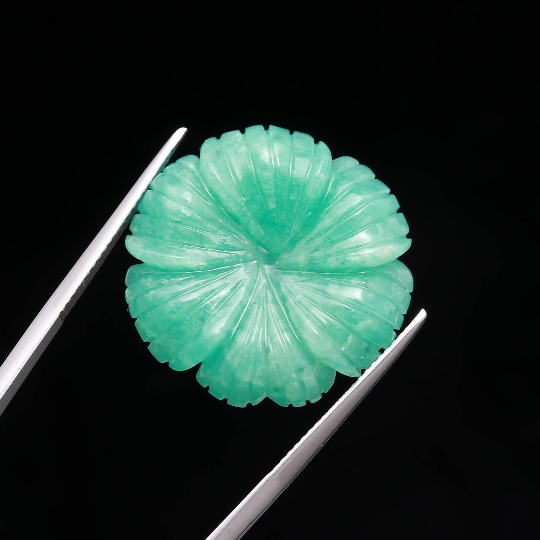 Natural Amazonite Flower Shape Carving, AAA Amazonite Flower Shape Gemstone Beads, Green Flower Charms, 25 MM Reiki Healing Crystal Gifts