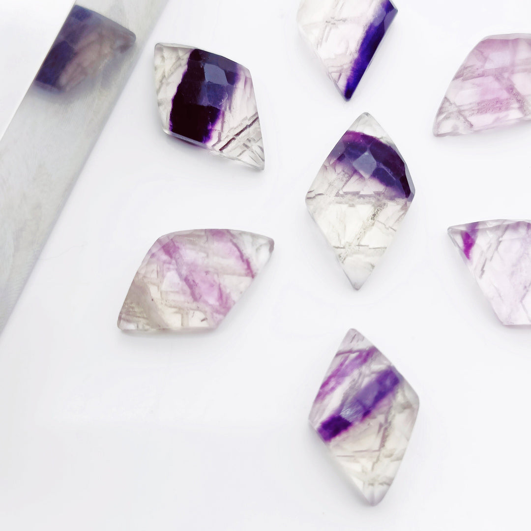 2,3,4,5,6 Pcs Natural fluoride fancy Shape Carving, Hand Carved Gemstone, backside intersection Gemstone, Carved Gemstone, 16X10mm