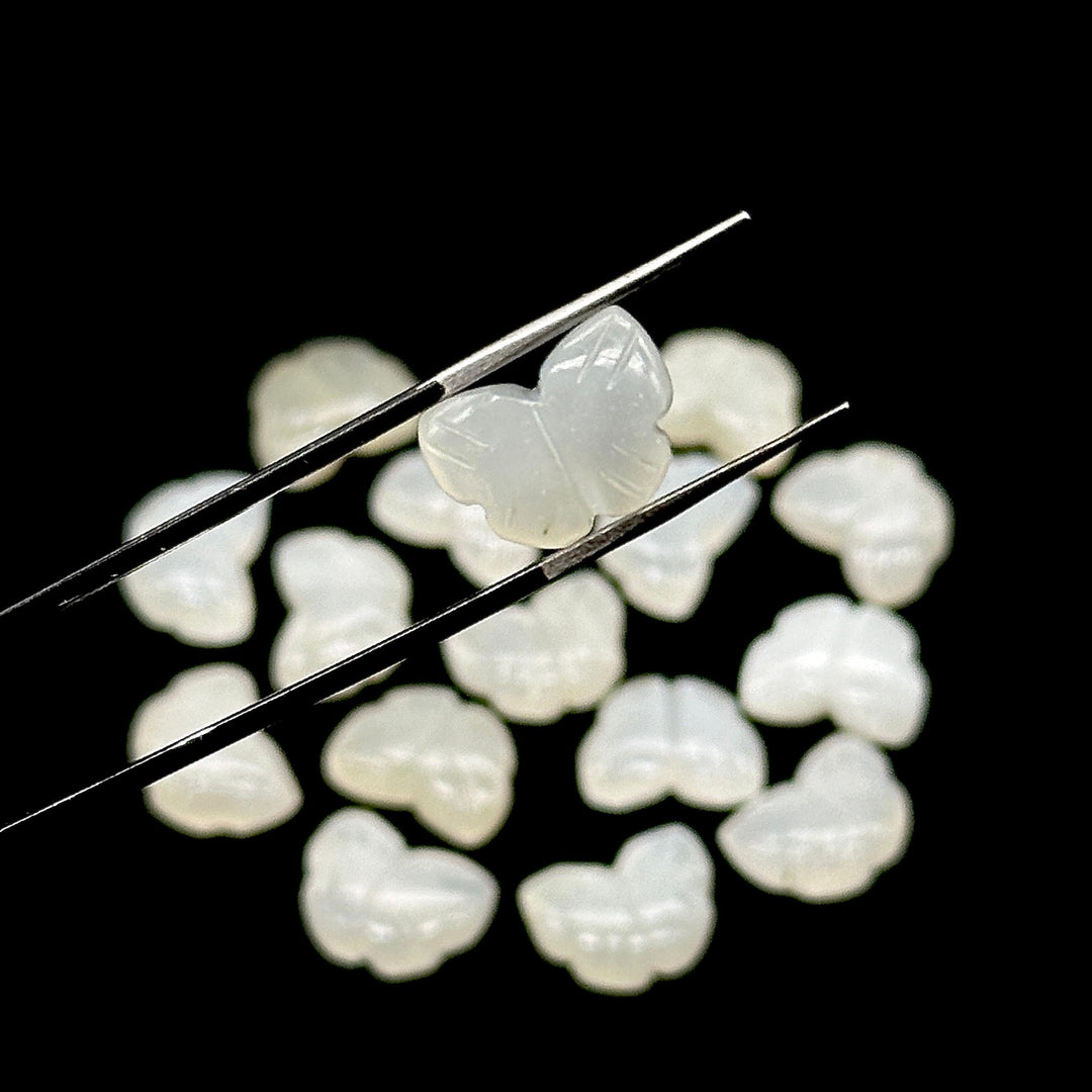Natural White Moonstone Butterfly Shape Beads, White Moonstone Carved Briolettes, 13 MM, Loose Butterfly Charms, Moonstone Gemstone Beads