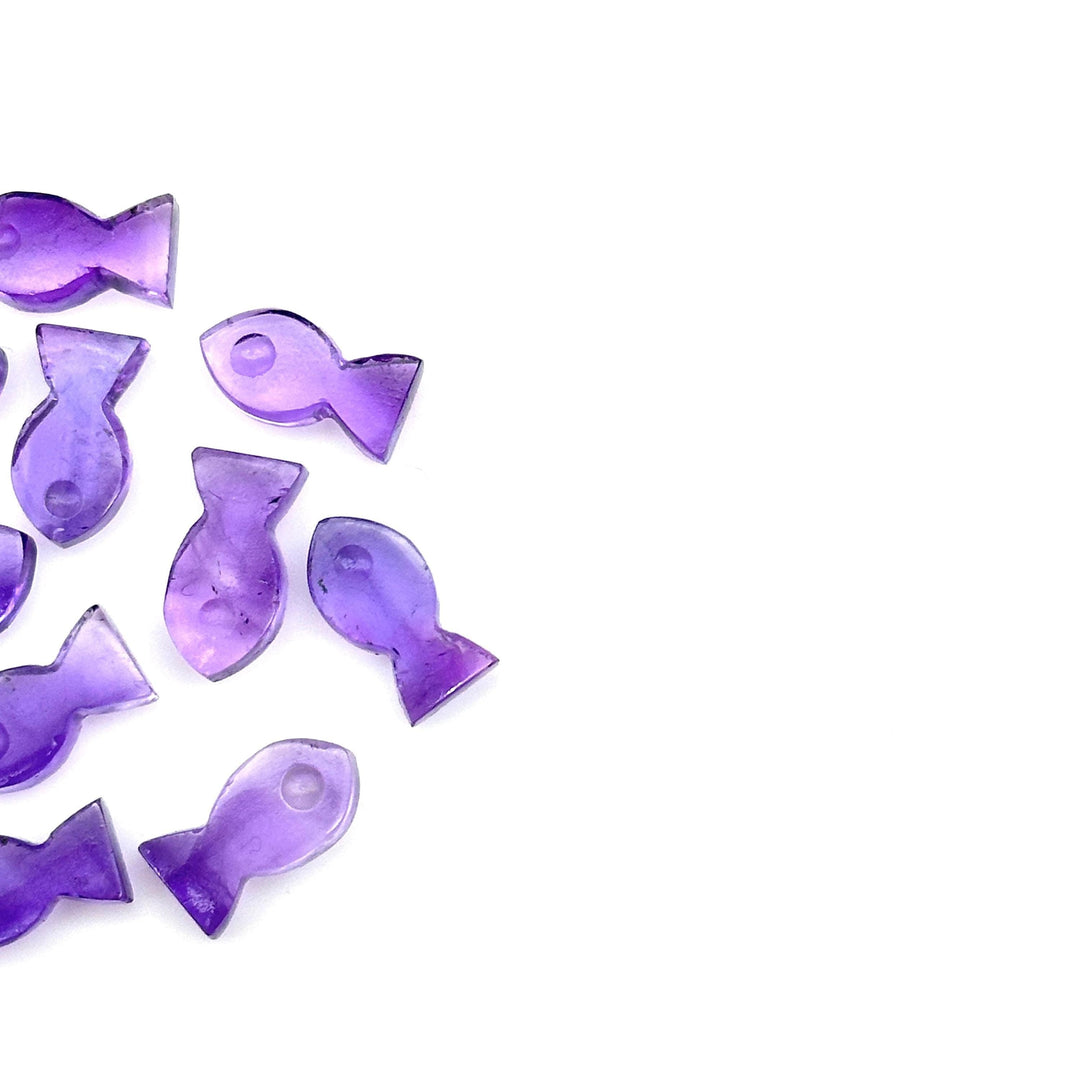 Natural Amethyst Fish Charm Beads, Fancy Fish Shape Carved Gemstone, 7X14 MM Loose Gemstone Fishes For Jewelry Making, February Birthstone