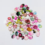 Load image into Gallery viewer, 2,3,4,5,6 small pcs  bio tourmaline rosecuts  Fancy Shape Rosecut, faceted cabochon, flat gemstone, jewelry making rosecut 4-9 mm