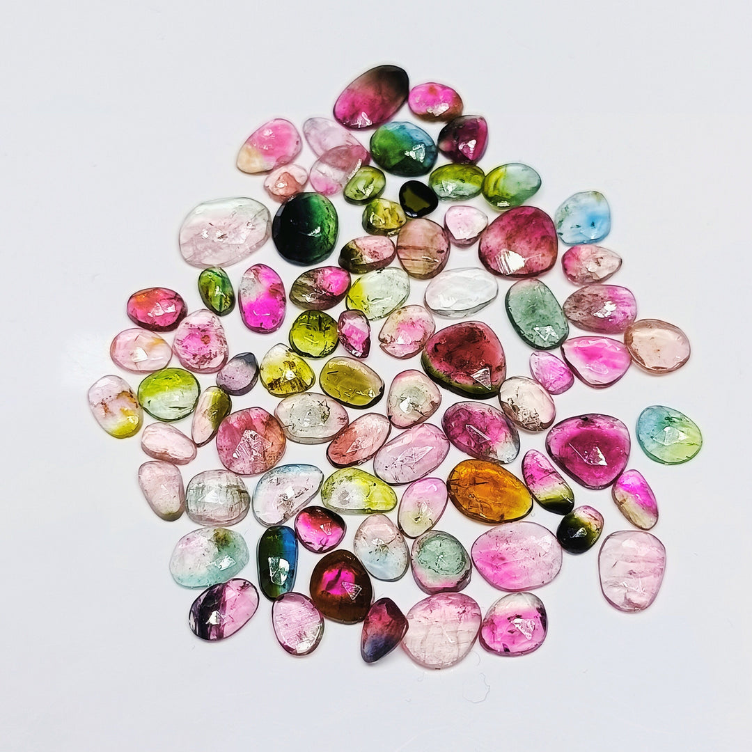 2,3,4,5,6 small pcs  bio tourmaline rosecuts  Fancy Shape Rosecut, faceted cabochon, flat gemstone, jewelry making rosecut 4-9 mm