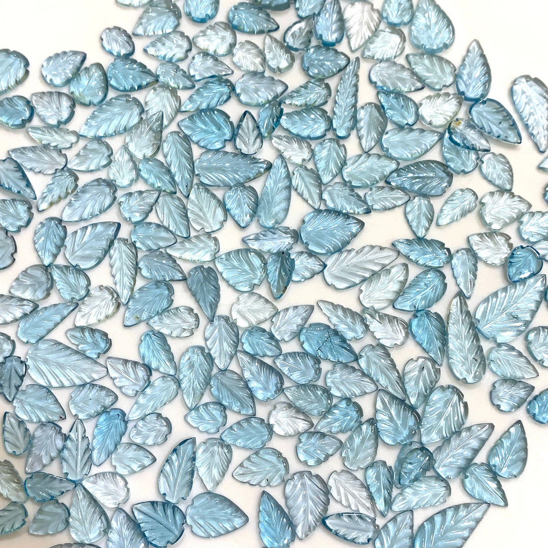 AAA Quality 100% Natural Sky Blue Topaz Leaf Shape Carved Gemstone, Loose Gemstone, Leaf Shape Carving, Gemstone For Jewelery, 6-12 mm
